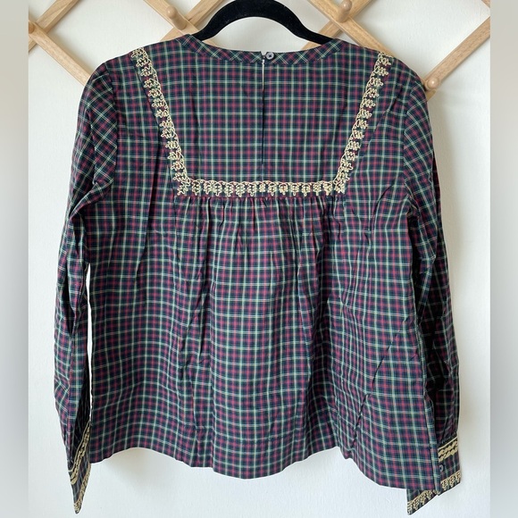 J.Crew Festive Peasant Plaid top - Picture 7 of 7